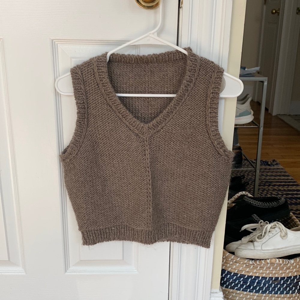 Cropped hand knit vest